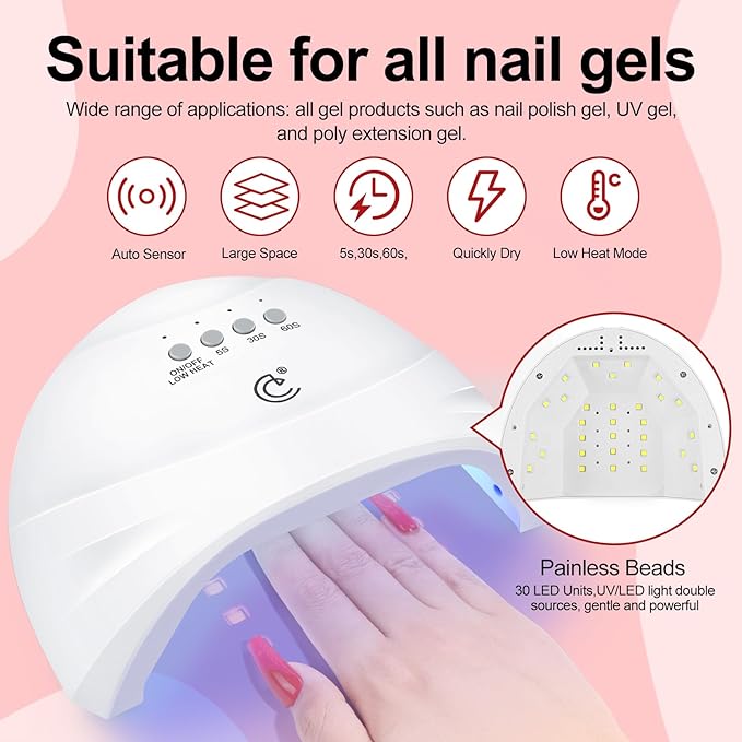 COSCELIA 57pcs Gel Nail Polish Kit with U V light 40 Colors Fall Winter Gel Polish Set 5pcs Soak Off Top and Base Coat Nail Stickers Gel Manicure Starter Kit Christmas Gifts for Women