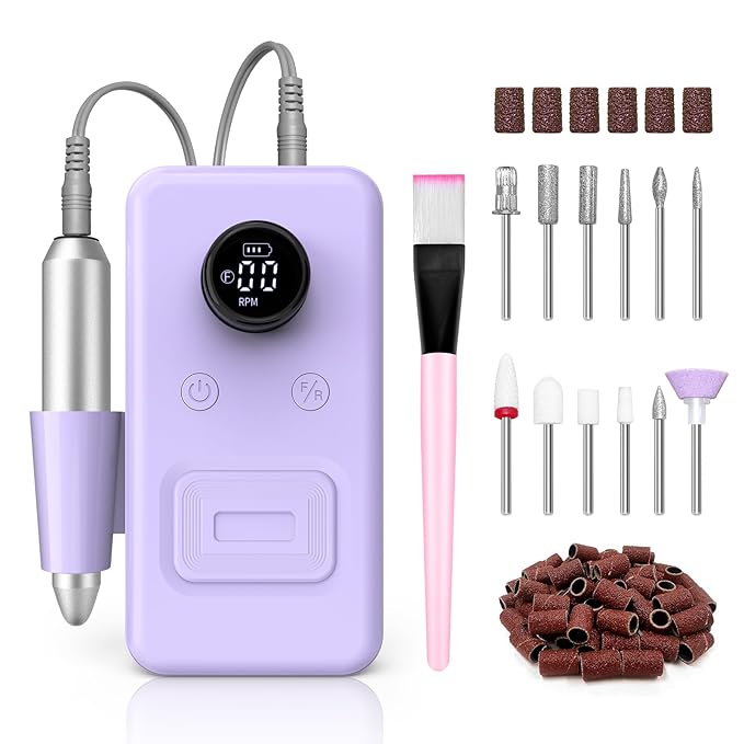 COPPA Portable Nail Drill NDK106 Electric Nail Drill Professional Kit with 12 Bits 31 Sanding Bands 45000RPM Rechargeable Nail Drills Machine for Acrylic Nails Gel Polishing Removing Home &amp Sal