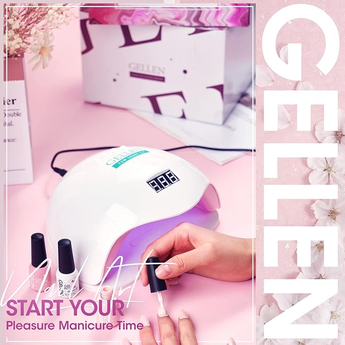 Gellen Gel Nail Polish Kit with U V LED Light 72W Nail Dryer Fall Winter Red Burgundy Nude Pink Gel Polish Kit 12 Colors No Wipe Top Base Coat Nail Art Decorations Manicure Tools
