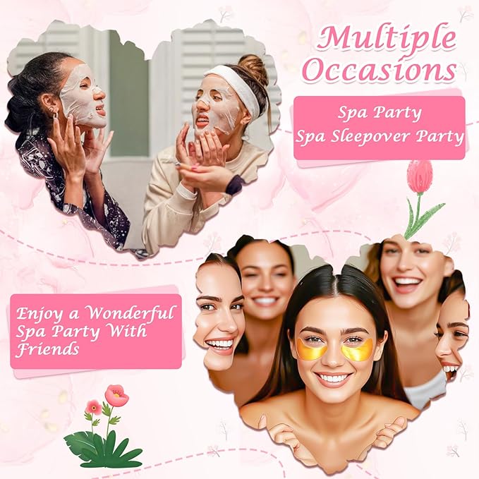 120 PCS Spa Party Supplies for Women Spa Party Favors Include Face Masks Skincare Hand Cream Lip Balm Under Eye Patches Lip Mask and Foot Bath Bombs Spa Birthday Sleepover Party Supplies