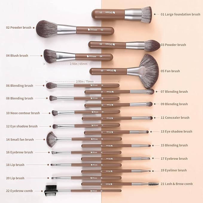 DUcare Professional Makeup Brush Set 22Pcs with Travel Case Synthetic Kabuki Foundation Brush Face Powder Brush Blush Brush Concealer Brush Eyeshadow Brushes