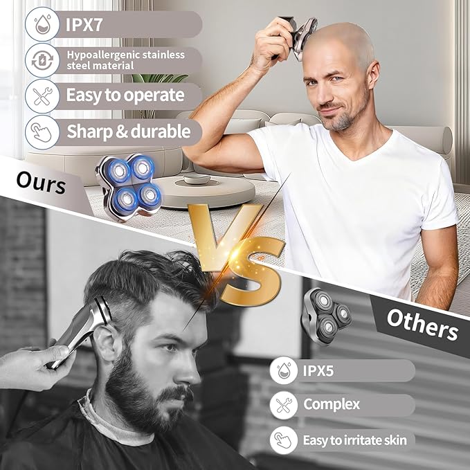 2 Pack Head Shaver Replacement Heads Compatible with Pitbulls Gold PROSilver PRO Platinum PROButterfly Kiss PRO - Hypoallergenic Stainless Steel Shaver Foil Replacement - 4D Floating Blade
