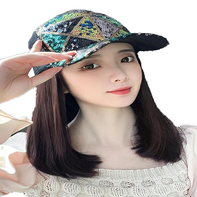 Women's Hat wig Duck Tongue hat collarbone Hair Straight hair inner Buckle wig Baseball Cap Sun Hat Wave Curly Hair