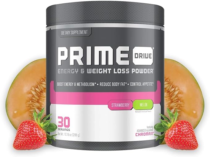 Prime Drive Energy Strawberry Melon Pre Workout Energy Drink Powder Provides Extreme Energy Focus and Intensity Boosts Metabolism 10.2oz (30 Servings)