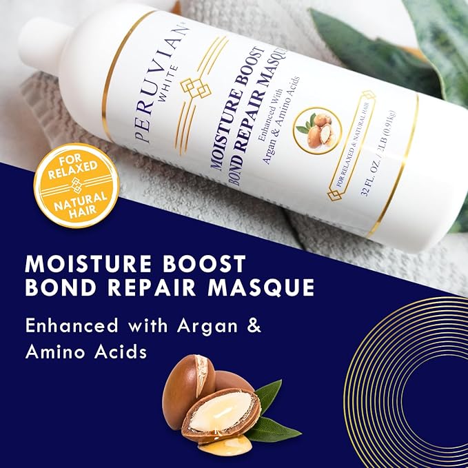 Moisture Boost Bond Repair Masque with Argan and Amino Acids 32 oz ? Deep Conditioning Treatment for Damaged Hair Strengthens Restores and Hydrates