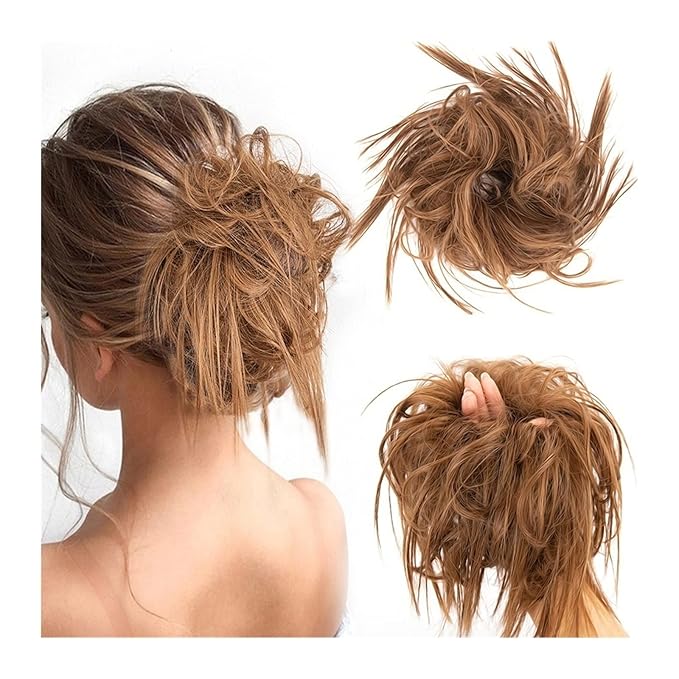 FRANCES Fake Hair Bun Synthetic Bun Ponytail Hair Extensions Headband Messy Bun with Elastic Rubber Band Ponytail Wig Hair Bun for Women Hair Accessories (Color : 10#)