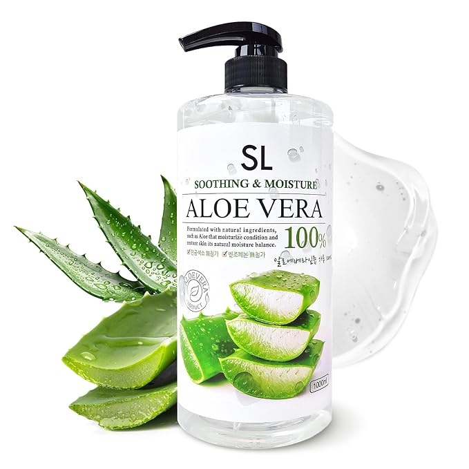 CUTIE MANGO Aloe Vera Soothing Gel 1000ml (35.27oz) | Quick Hydration &amp Moisturizing | Natural Aloe Vera | Face Hair Body After Shave Korean Daily Skincare All Skin Types Family Size (Made in Kore
