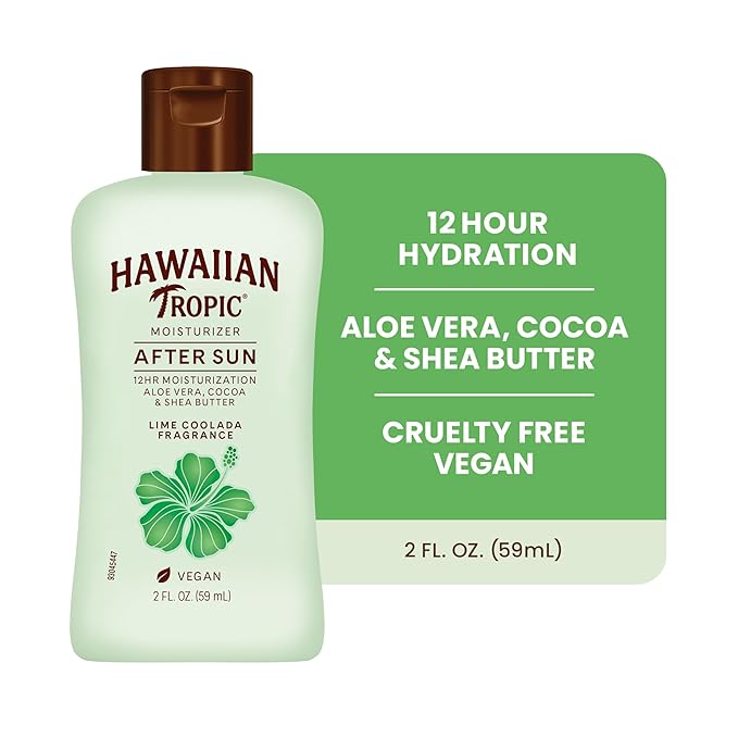 Hawaiian Tropic After Sun Lotion Lime Coolada Case 12 mini bottles | After Sun Care Travel Essentials Aloe Vera Lotion 2 fl oz each (Pack of 12)