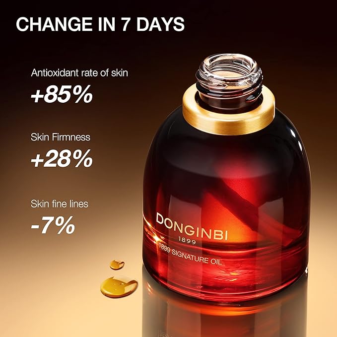 Donginbi 1899 Signature Oil - Skin Barrier Repair &amp Firming Face Oil for Women Jojoba Seed Oil &amp Sweet Almond Oil for Sensitive Skin Korean Red Ginseng Skin Care 0.88 floz / 25ml