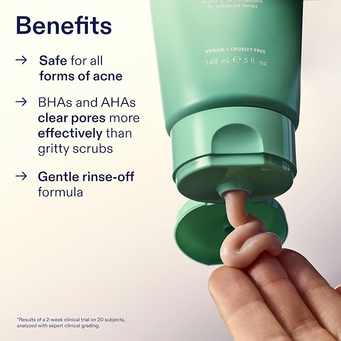 Skinfix 2% BHA Cleanser - 5 oz - Clears Acne Blemishes &amp Blackheads - Safe for All Types of Acne - Fragrance Free - Vegan Cruelty Free