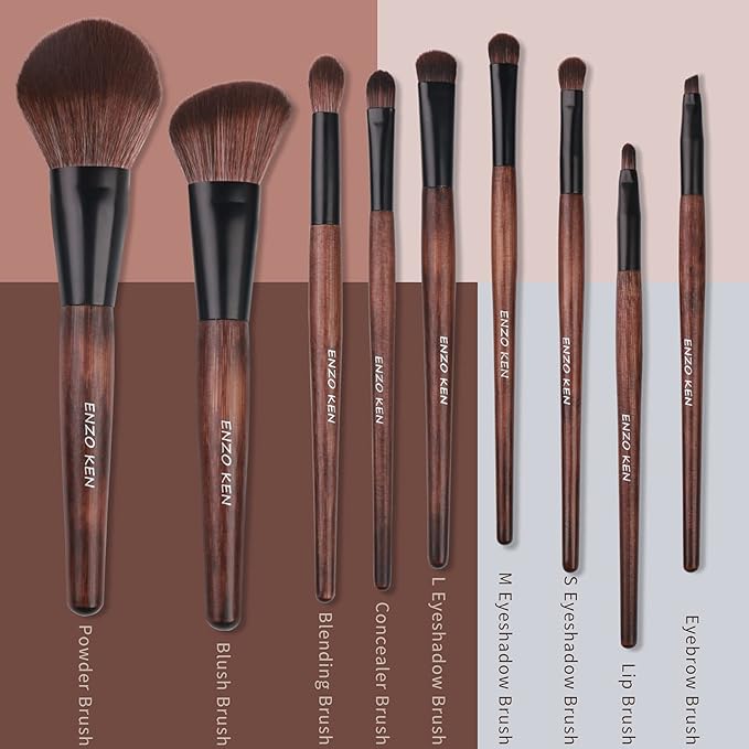 Bamboo Makeup Brushes Set Professional Sable Makeup Brush Set with Case by Luxury ENZO KEN Cosmetic Brushes Makeup Set Make up Brushes Set Professional Natural Hair Makeup Brush Set Professional.