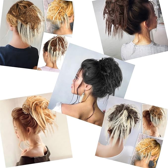 FRANCES Fake Hair Bun Synthetic Bun Ponytail Hair Extensions Headband Messy Bun with Elastic Rubber Band Ponytail Wig Hair Bun for Women Hair Accessories (Color : 30H613#)