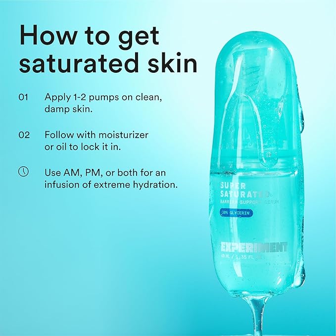 Experiment Super Saturated Ultra Hydrating Barrier Serum ? 30% Glycerin Polyglutamic Acid + Prickly Pear for Intensive Moisture Plump + Dewy Skin 1.35 FL OZ ? Vegan for All Skin Types