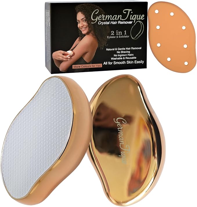 Crystal Hair EraserNatural Crystal Hair RemoverReusable Painless Nano Glass Hair Removal Device without ShaverGentle Crystal Epilator and Exfoliator for Soft Silky Skin(Gold)