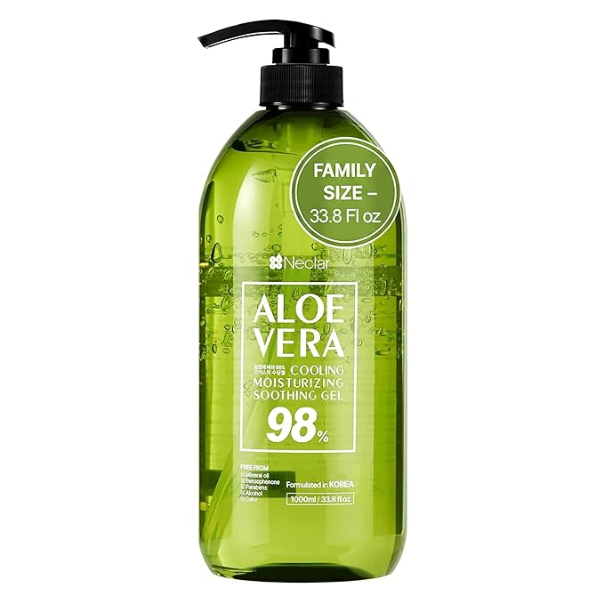 Aloe Vera Gel - for Sunburn Relief - Big 33.8oz / 1000ml - 98% Pure Aloe Vera - For Face Skin and Hair - After Sun Care lotion - Sun Burn Moisturizer Cream (33.8 Fl oz)