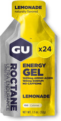 GU Energy Roctane Ultra Endurance Energy Gel Vegan Gluten-Free Kosher and Dairy-Free On-The-Go Sports Nutrition for Running Biking Hiking or Skiing 24-Count Lemonade