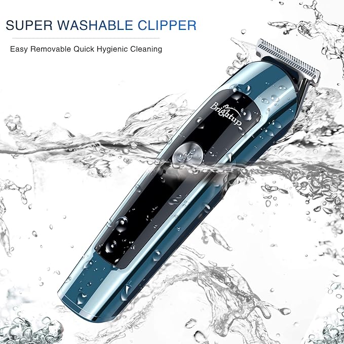 Brightup Beard Trimmer for Men IPX7 Waterproof Mens Grooming Kit with Cordless Hair Clippers Electric Razor with LED Display Shavers for Mustache Body Face Ear Nose Hair Trimmer Gifts for Men