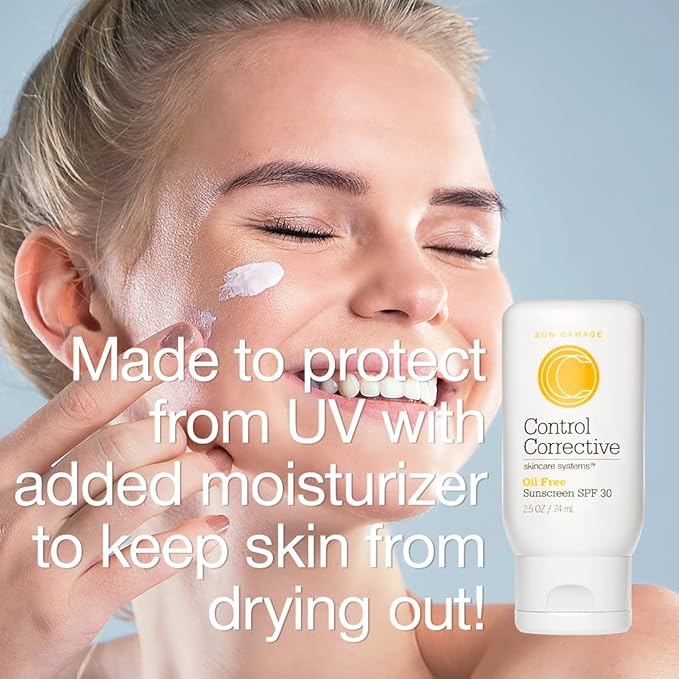 CONTROL CORRECTIVE Oil Free Sunscreen SPF 30 For Face &amp Neck All Skin Types? Broad Spectrum UVA/UVB Protection + Lightweight Moisturizing Formula ? 2.5 oz Non-Comedogenic