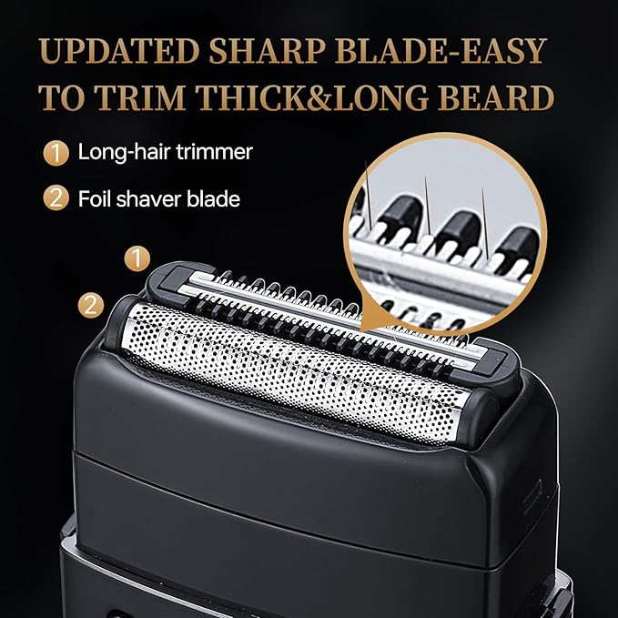Electric Foil Shavers for Men Electric Razor for Men Face - 2 Floating Blades IPX7 Waterproof 3 Adjustable Gears LCD Display Type-C RechargeableWet/Dry Foil Shaver for Travel &amp Home Matte B