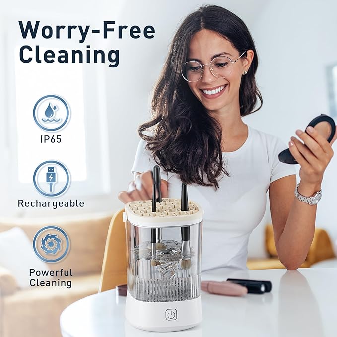 Electric Makeup Brush Cleaner Portable Automatic USB Cosmetic Brushes Cleaner Machine Automatic Makeup Brush Cleaner for Makeup Sponges and Brushes（22）
