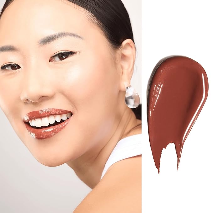 Gerard Cosmetics Color Your Smile Lip Gloss Cocoa Bean Super Pigmented Brown Lip Gloss with LED Light and Mirror Shiny Finish Hydrating Brown Lipstick Cruelty Free and Made in USA