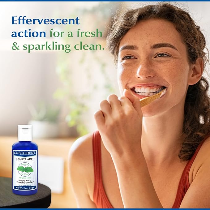Eco-Dent DailyCare Baking Soda Toothpowder Mint - Fluoride-Free Toothpaste Powder SLS-Free Tooth Powder with Baking Soda Minerals and Essential Oils Toothpaste Alternative 2 Oz Ea (Pack of 3)