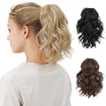 Claw Clip Ponytail Hair Extension / 10 Inch Synthetic Short Wavy Curly Fake Ponytails/Clip In On Pony Tail Hairpieces For Women (Black)