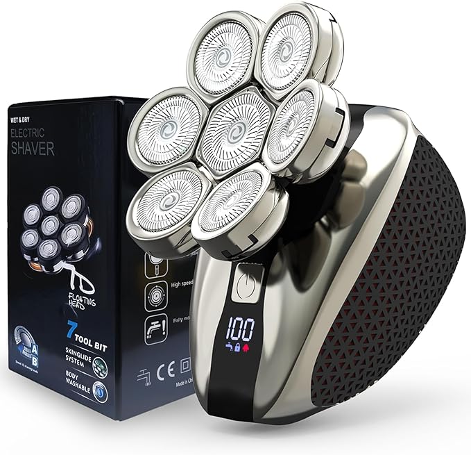 7D Head Shavers for Bald Men Water Proof Electric Razor for Men with LED Display Detachable Wet/Dry Anti-Pinch Head Shavers Shaving Grooming Kit for Balder Perfect for Home &amp Travel