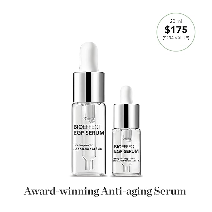 BIOEFFECT EGF Serum Treatment Duo with Hyaluronic Acid Enhance Skin with Moisturizing Firming Wrinkle-Fighting Treatment for Face And Neck Day And Night Best Derma Roller Facial Serum