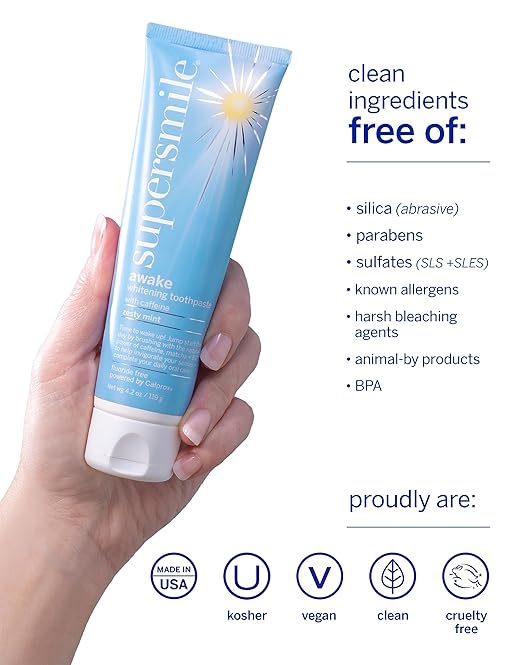 Supersmile Awake/Relax ? Fluoride Free Toothpaste for Visibly Whiter Teeth and an Energizing Start to The Day ? Whitens Up to 6 Shades 4.2 oz
