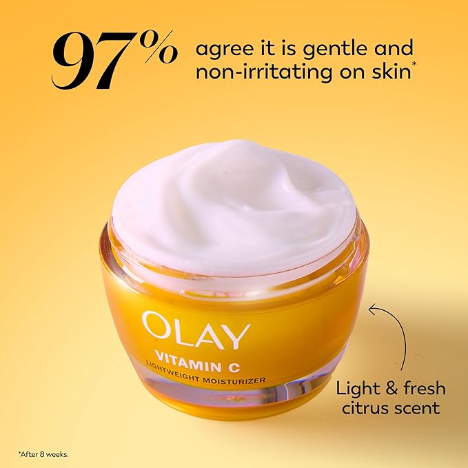 Olay Vitamin C Face Moisturizer Brightening Cream for Women Instant Hydration Evens Tone Dark Spot &amp Hyperpigmentation Reduction Glowing Skin Care - Niaciniamide Lactic Acid 1.7 Oz
