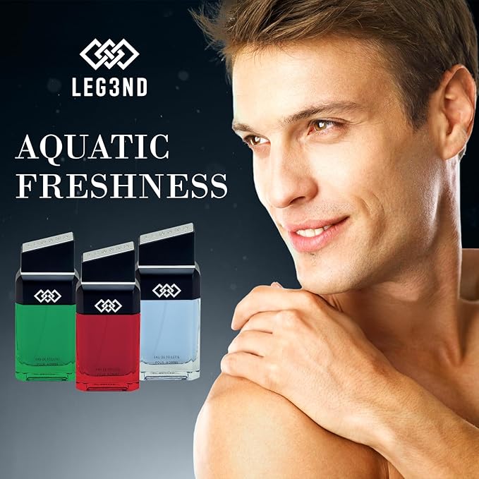 LEG3ND Pour Homme Set of 3 Cologne Spray - 0.5/15ml Eau de Parfum Spray Long-Lasting Scent with Elegant &amp Sleek Glass Bottle - Fragrances for Men Gift Set with Luxurious Fresh &amp Musculine Note