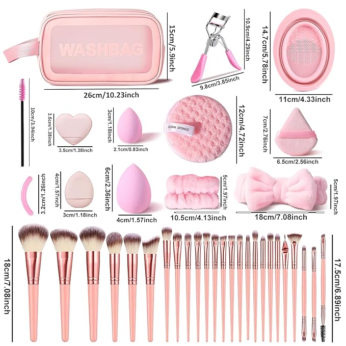 65Pcs Pink Makeup Brushes Set Professional Makeup Kit Multi-functional Makeup Tool Set with Case Facial Makeup Accessories Foundation Makeup Brush Kit Eye and Face Make up Brushes &amp Tools