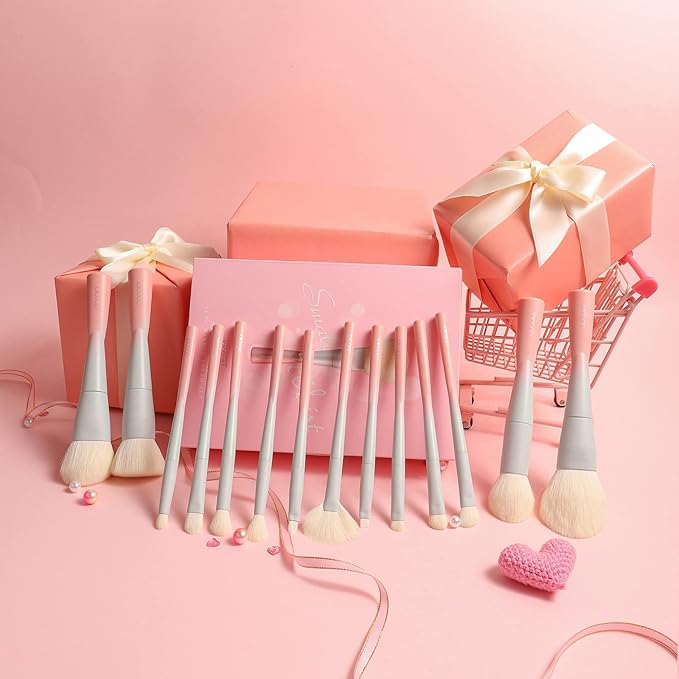Docolor 14Pcs Makeup Brushes Premium Synthetic Makeup Brush Set Includes 9pcs Eye Brushes5pcs Synthetic Face Brushes Perfect for FoundationBlushBronzerContourEyeshadow &amp Powder-Small Waist Se
