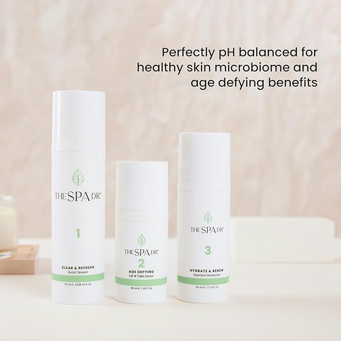 The Spa Dr. 3-Step Age-Defying Skincare System - Antiaging SkinCare Set for Women - Anti Aging Skin Care Sets for Women - Skin Care Routine: Cleanser Age Defying Lift &amp Tight Serum Moisturizer