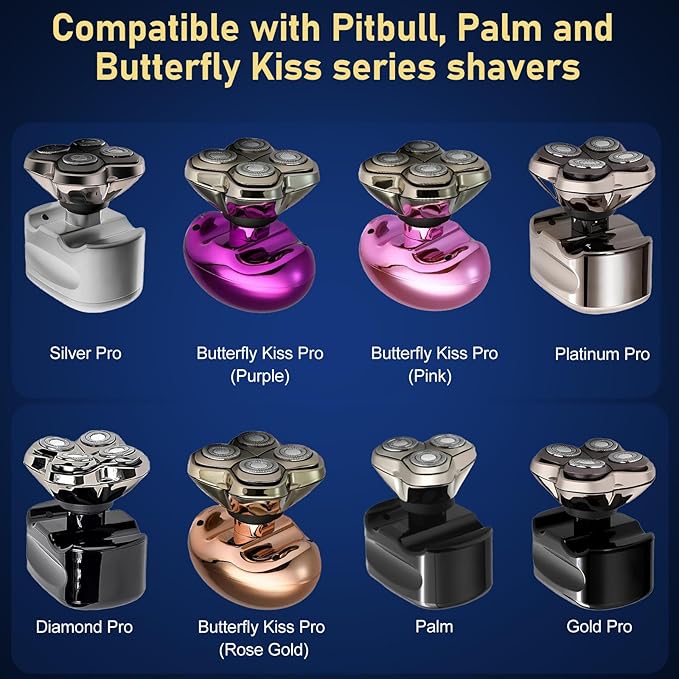 4pcs Shaver Replacement Blades for Skull Shaver Pitbull Boron PROTriple-ring Shaver Replacement Heads Compatible with Skull Shaver Pitbull Gold/Silver/Platinum/Diamond Pro Shaver and Palm Shaver