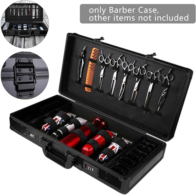 DNYSYSJ Barber Carrying Case Barber Case Stylist Tool Box Professional Salon Hair Cutting Grooming Kit Storage Organizer for Clippers Scissors Barber Supplies (B)