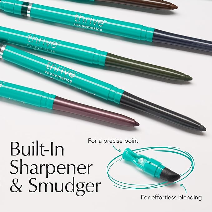 Thrive Causemetics Infinity Waterproof Eyeliner Pencil Built In Sharpener &amp Smudge Tip Long Lasting Smudge Proof Hyaluronic Acid &amp Shea Butter Vegan &amp Cruelty Free Alondra (Aubergine