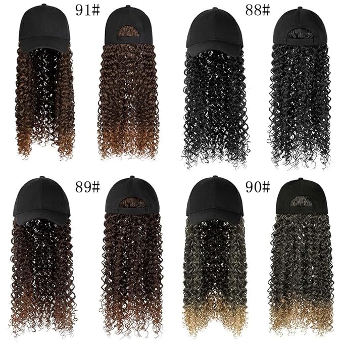 baseball cap wigs for women Extensions Adjustable Wig Hat Attached African Kinky Curly Hairpiece for Woman Girl Hair Synthetic Wavy Extensions