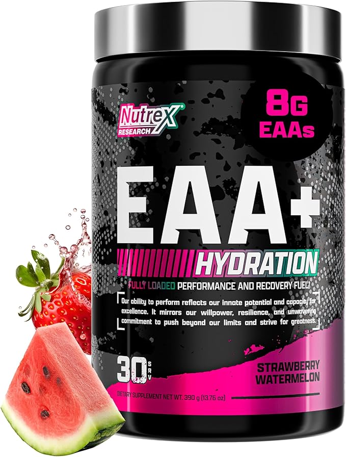 Nutrex Research EAA Hydration | EAAs + BCAA Powder | Muscle Recovery Strength Muscle Building Endurance | 8G Essential Amino Acids + Electrolytes | Strawberry Watermelon 30 Serving