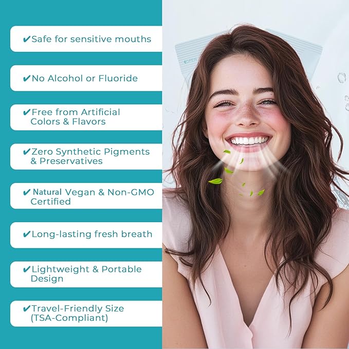 Travel-Size Alcohol &amp Fluoride Free Mint Mouthwash Packets 60 Individually Wrapped Portable Packs for Adults Fresh Breath Mint Flavored Mouthwash for Oral Hygiene 0.63 Fl Oz Each