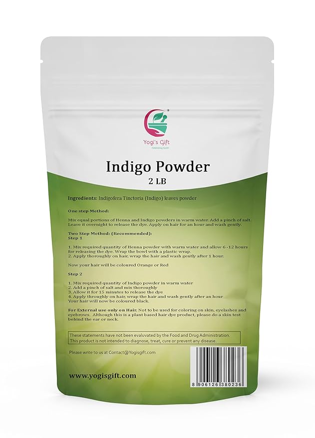 Indigo Powder for Hair 2 LB | Ideal for Black and Dark Hair | Indigofera Tinctoria | Black Henna | Natural Hair color | By Yogi's Gift®