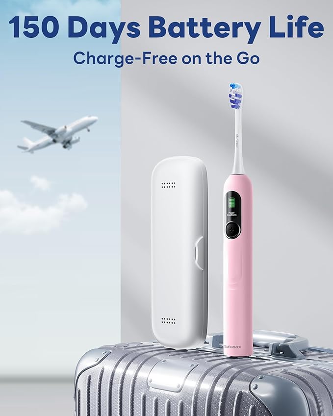 AI Smart Electric Toothbrush for Kids Adults with LED Screen | 150-Day Rechargeable Toothbrush Real-Time Map |3-Min Timer Travel Case | Teens Sonic Toothbrush Gift for Family Chirstams (G5S Pink)