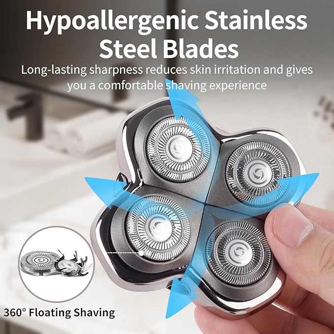 2 Pack Head Shaver Replacement Heads Compatible with Pitbulls Gold PROSilver PRO Platinum PROButterfly Kiss PRO - Hypoallergenic Stainless Steel Shaver Foil Replacement - 4D Floating Blade