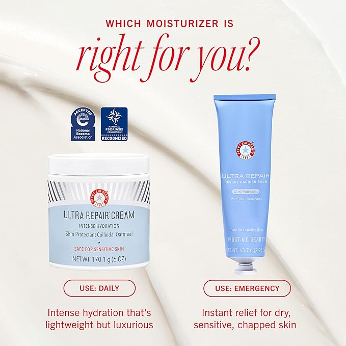 First Aid Beauty - Ultra Repair Rescue Barrier Balm Deep Hydrating Skin Barrier Mask with 1% Dimethicone Visible 24-Hour Relief for Dry Cracked &amp Chapped Skin Safe for Sensitive Skin 2.25 oz