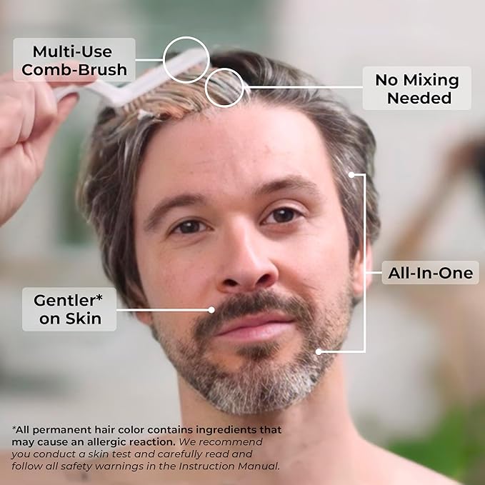 Simpler Partial Coverage Men's Hair Color Color Box - Permanent Beard and Mustache Dye - Ammonia-Free Beard Hair Dye ? Fast Gray Blending ? Salt &amp Pepper Look - Darker Shades