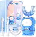 RexCodar Ultrasonic Kid's U-Shaped Electric Toothbrush IPX7 Waterproof Five Cleaning Modes 60S Smart Reminder (Navy Blue Ages 6-12)