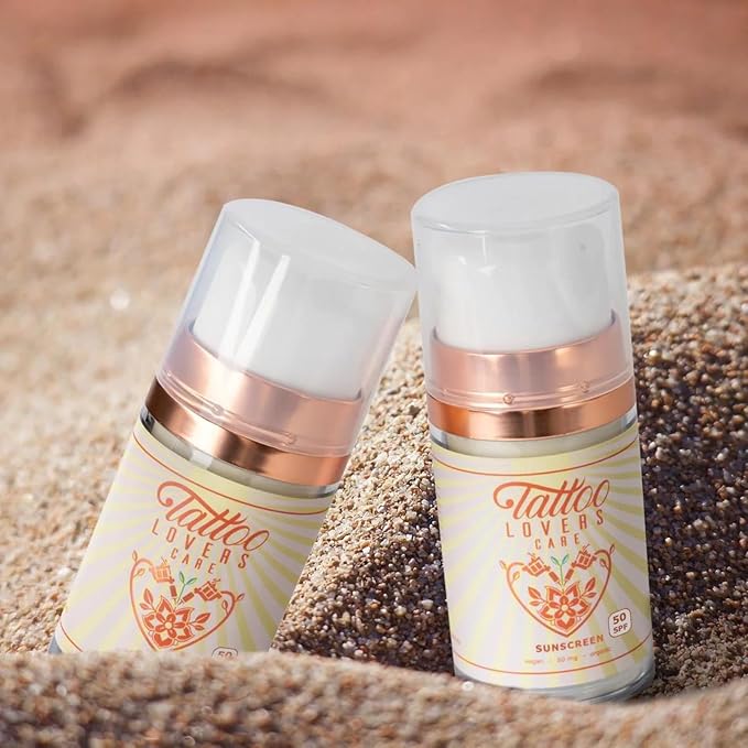 Tattoo Lovers Care Tattoo SPF 50 Sunscreen Mineral Based Deeply Moisturizes &amp Protects Ink Against Fading Tattoo Fade Protection and Moisturizer Vegan Organic 1.7oz