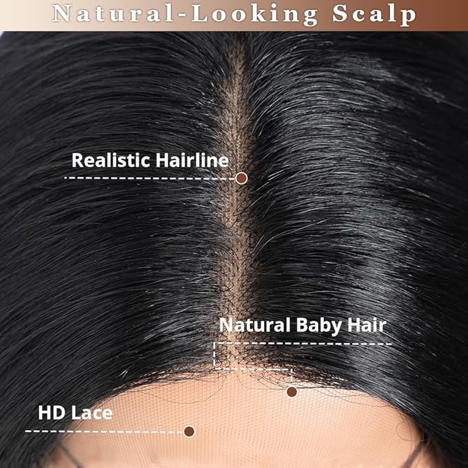 Style Icon Wig 28-Inch Lace Front Wig Synthetic Long Water Wave Wigs Pre Plucked Baby Hair Central Parting