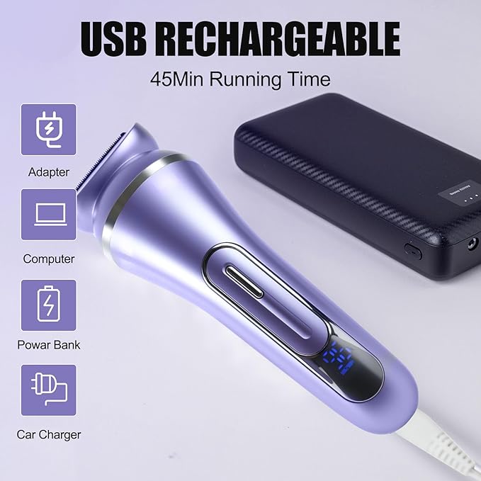3.0 Women Face Epilator 7-in-1 Rechargeable Facial Hair Remover with LED Battery Display Facial Shaver for Face Eyebrow Nose Trimmer